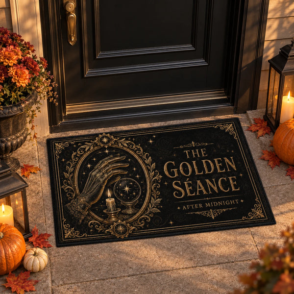 The Golden Séance - Gilded Occult Doormat in Black and Antique Gold - main