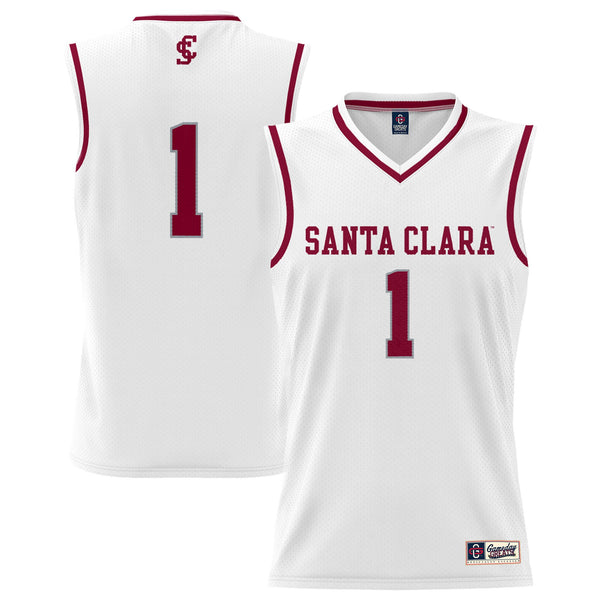 #1 Santa Clara Broncos Lightweight Collegiate Basketball Fashion Jersey - White