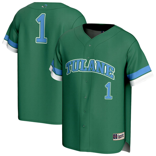#1 Tulane Green Wave Lightweight Collegiate Baseball Fashion Jersey - Green