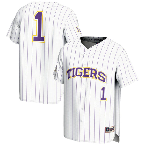 #1 White LSU Tigers Lightweight Baseball Jersey