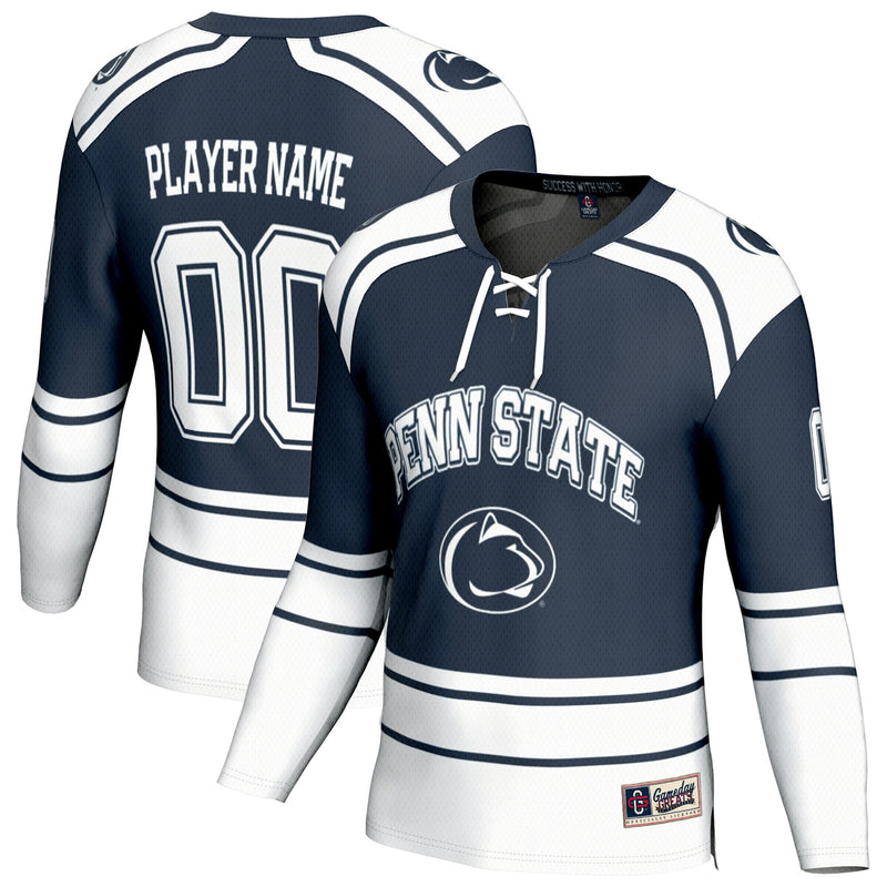 Penn State Nittany Lions Hockey Jersey, Navy Fashion Sportswear Jersey Shirt, Long Sleeve Hockey Sweater Jersey, Casual Gift for Men