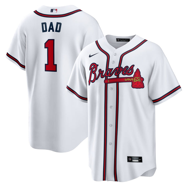 Atlanta Braves White #1 Dad Home Replica Jersey