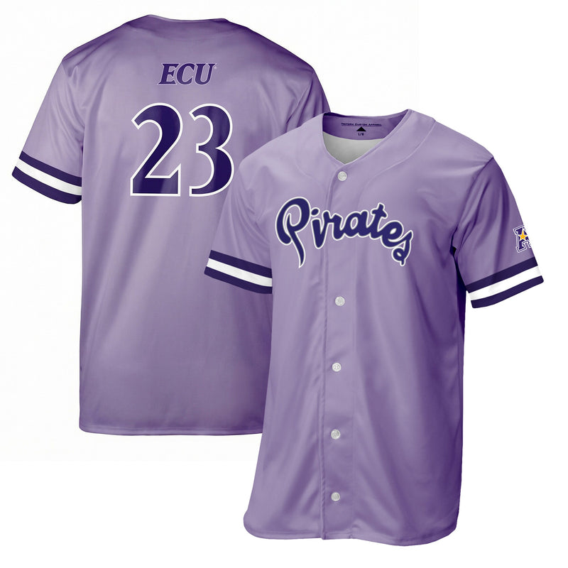 ECU Pirates Baseball Jersey, Purple Replica Sportswear Jersey Shirt, Lightweight Breathable Athletic Jersey, Casual Gift for Men