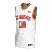 Clemson Tigers Basketball Jersey, White Sportswear Jersey Shirt, Sleeveless Athletic Tank Jersey, Casual Gift for Men, Style 201334786