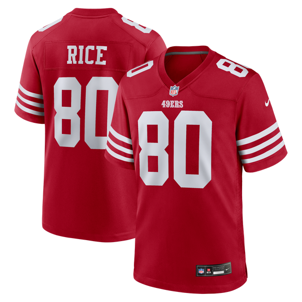 San Francisco 49ers Jerry Rice Scarlet Retired Team Player Game Jersey