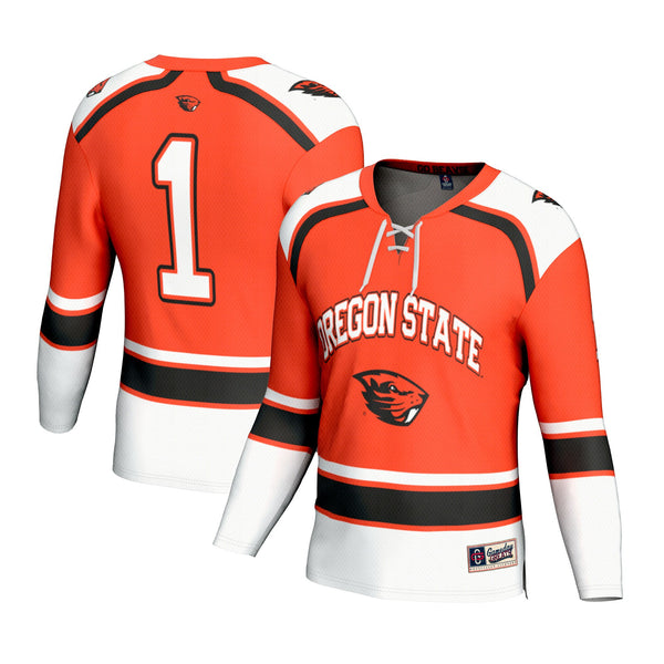 #1 Oregon State Beavers Lightweight Hockey Fashion Jersey - Orange