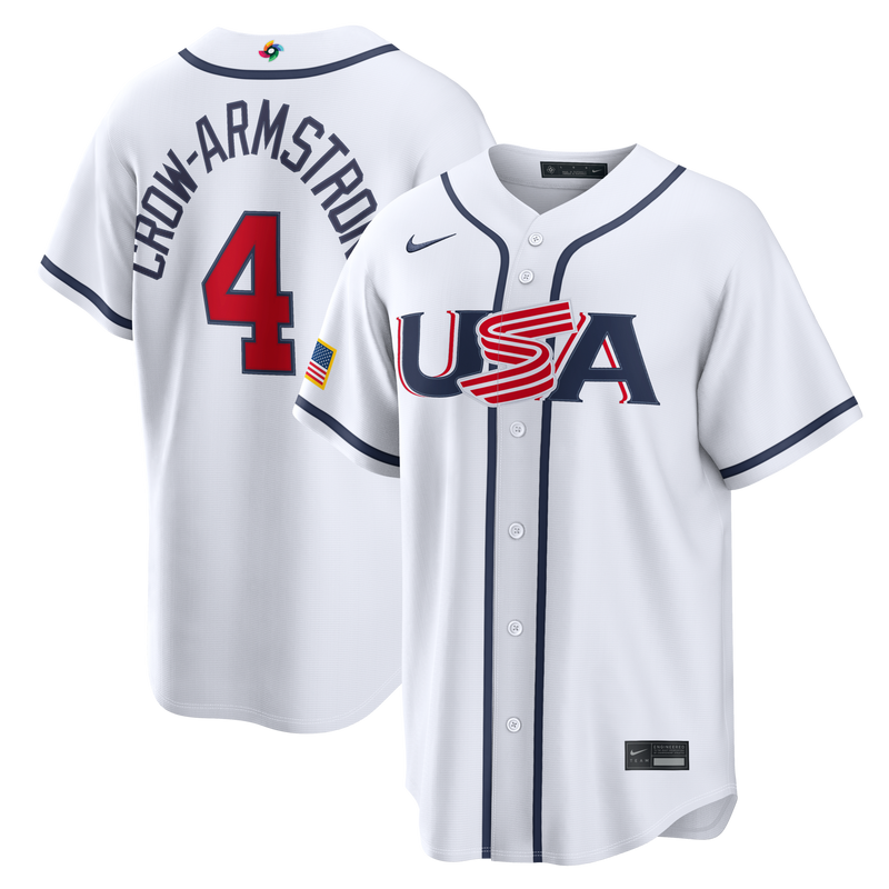 USA Pete Crow-Armstrong White 2026 World Classic Home Baseball Jersey, Sportswear Jersey Shirt, Lightweight Athletic Jersey, Casual Gift for Men