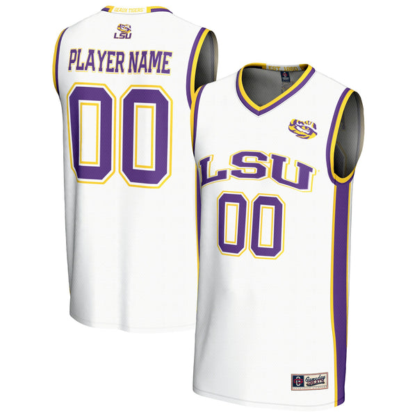 LSU Tigers Lightweight Collegiate Basketball NIL Pick-A-Player Fashion Jersey - White