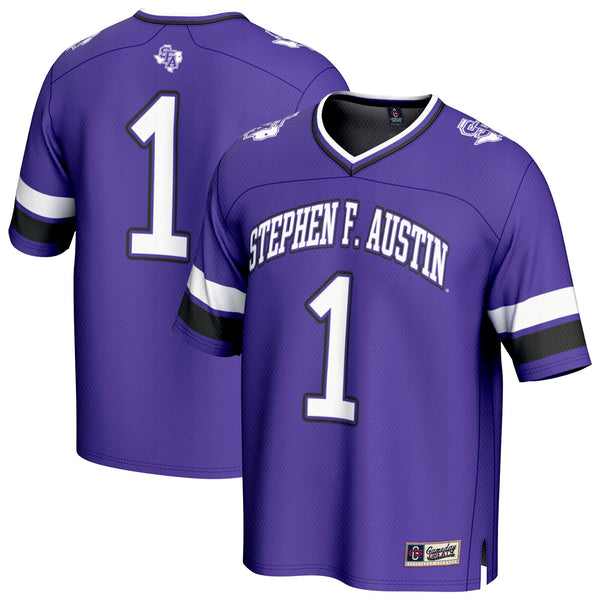#1 Stephen F Austin Lumberjacks Lightweight Collegiate Football Fashion Jersey - Purple