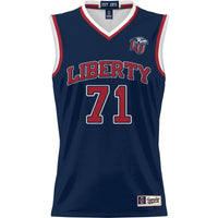 Liberty Flames Basketball Jersey, Navy Lightweight Sportswear Jersey Shirt, Sleeveless Athletic Tank Jersey, Casual Gift for Men