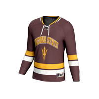 Arizona State Sun Devils Hockey Jersey, Maroon Fashion Sportswear Jersey Shirt, Long Sleeve Hockey Sweater Jersey, Casual Gift for Men