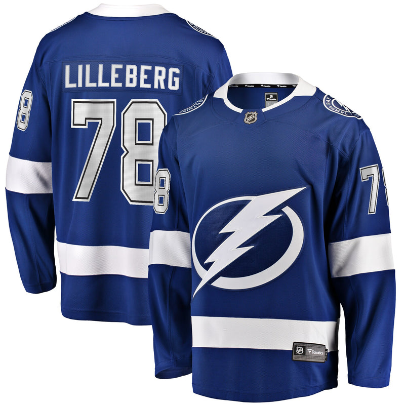 Emil Lilleberg Tampa Bay Lightning Hockey Jersey, Blue Breakaway Sportswear Jersey Shirt, Long Sleeve Hockey Sweater Jersey, Casual Gift for Men