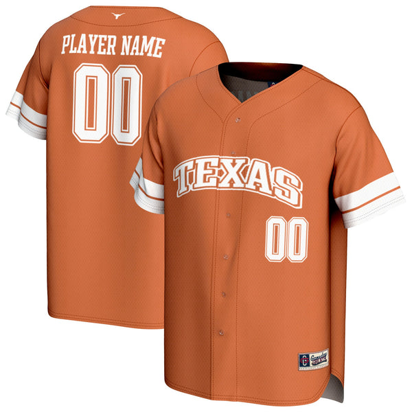 Texas Longhorns Personalized Collegiate Baseball Fashion Jersey - Texas Orange