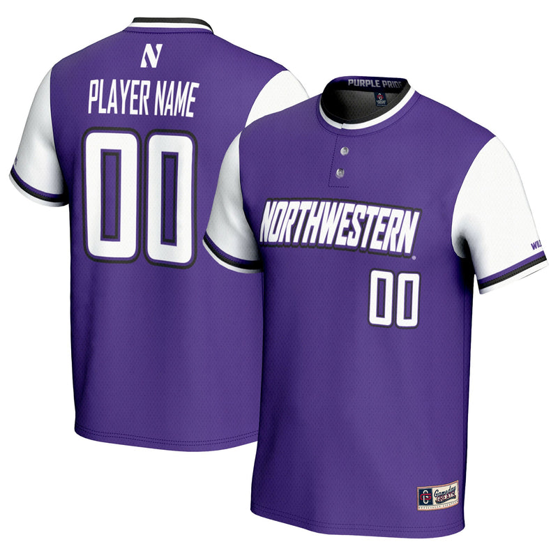 Northwestern Wildcats Softball Jersey, Purple Lightweight Sportswear Jersey Shirt, Lightweight Breathable Athletic Jersey, Casual Gift for Men