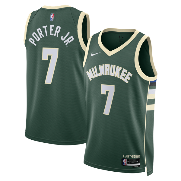 Milwaukee Bucks Icon Edition Swingman Jersey - Hunter Green - Kevin Porter Jr.