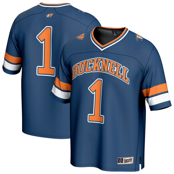 #1 Bucknell Bison Lightweight Collegiate Football Fashion Jersey - Blue
