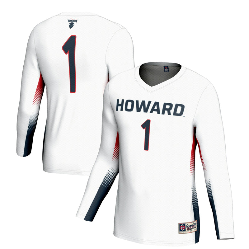 Howard Bison Volleyball Jersey, White Lightweight Sportswear Jersey Shirt, Lightweight Breathable Athletic Jersey, Casual Gift for Men