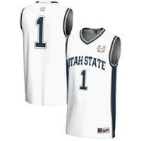 Utah State Aggies Basketball Jersey, White Lightweight Sportswear Jersey Shirt, Sleeveless Athletic Tank Jersey, Casual Gift for Men