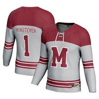 UMass Minutemen Hockey Jersey, Gray Fashion Sportswear Jersey Shirt, Long Sleeve Hockey Sweater Jersey, Casual Gift for Men