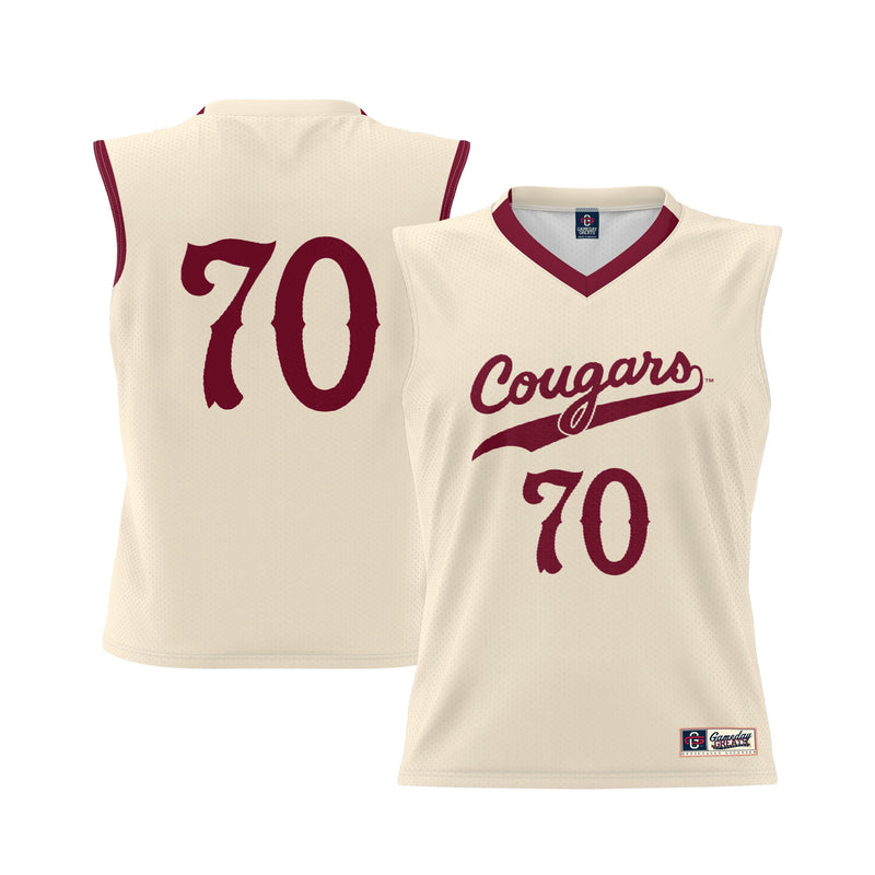Charleston Cougars Basketball Jersey, Cream Lightweight Sportswear Jersey Shirt, Sleeveless Athletic Tank Jersey, Casual Gift for Men