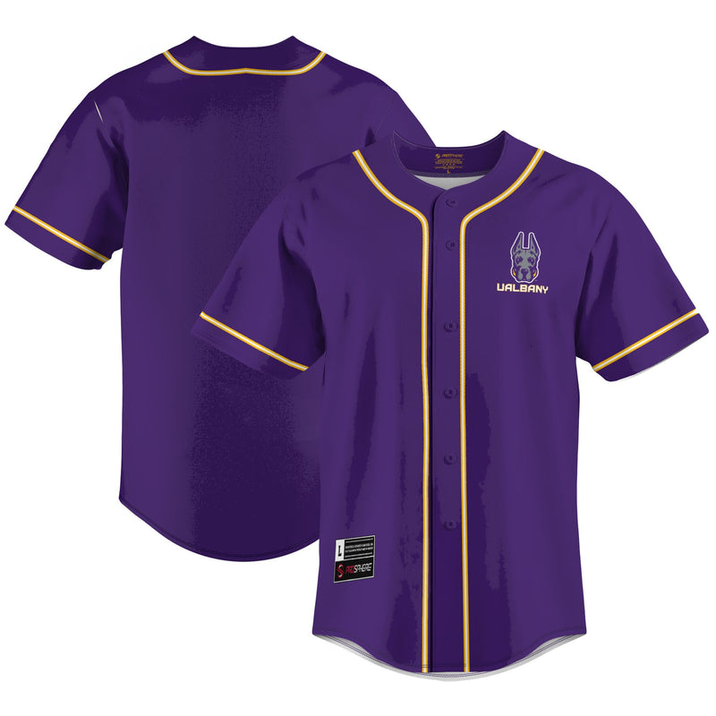 UAlbany Great Danes Baseball Jersey, Purple Lightweight Sportswear Jersey Shirt, Lightweight Breathable Athletic Jersey, Casual Gift for Men