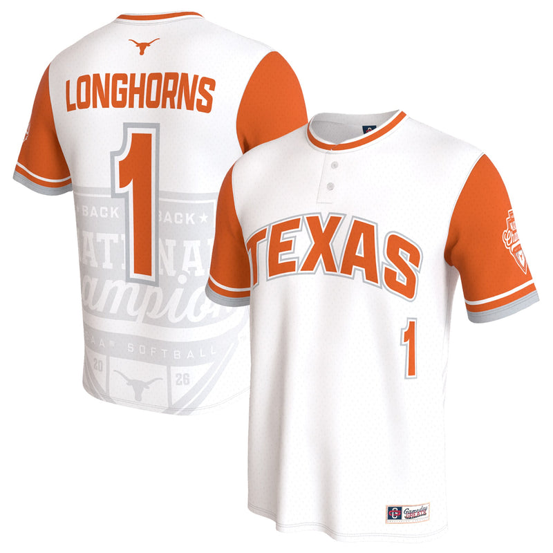 Texas Longhorns Softball Jersey, White Sportswear Jersey Shirt, Lightweight Breathable Athletic Jersey, Casual Gift for Men, Style 204456993