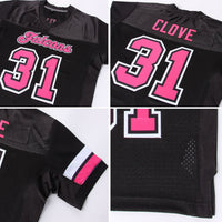 Custom Football Jersey, Black Pink White Sportswear Jersey Shirt, Athletic Mesh Moisture Wicking Jersey, Casual Gift for Men