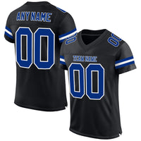 Custom Football Jersey, Black Royal White Sportswear Jersey Shirt, Athletic Mesh Moisture Wicking Jersey, Casual Gift for Men