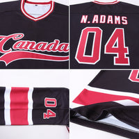 Custom Hockey Jersey, Black Maroon White Sportswear Jersey Shirt, Athletic Long Sleeve V Neck Jersey, Casual Gift for Men, Style Black0666