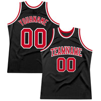 Custom Basketball Jersey, Black Red White Sportswear Jersey Shirt, Athletic Mesh Moisture Wicking Jersey, Casual Gift for Men, Style Black0985