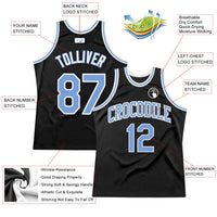 Custom Basketball Jersey, Black Light Blue White Throwback Sportswear Jersey Shirt, Athletic Mesh Moisture Wicking Jersey, Casual Gift for Men