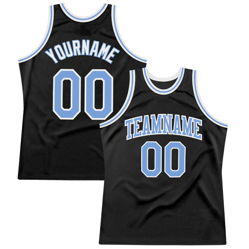 Custom Basketball Jersey, Black Light Blue White Throwback Sportswear Jersey Shirt, Athletic Mesh Moisture Wicking Jersey, Casual Gift for Men