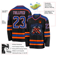 Custom Hockey Jersey, Black Royal White Sportswear Jersey Shirt, Athletic Long Sleeve V Neck Jersey, Casual Gift for Men, Style Black1049
