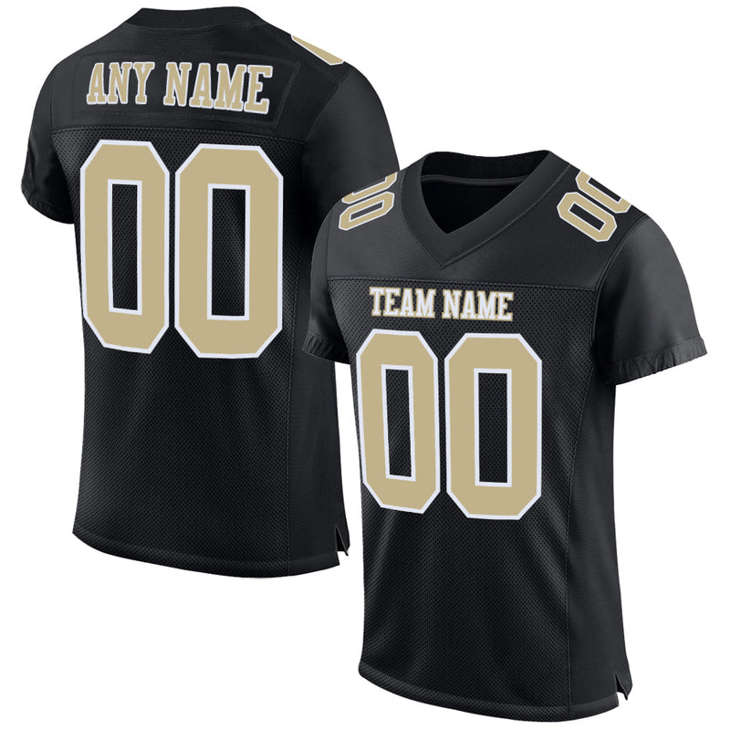 Custom Football Jersey, Black Vegas Gold Sportswear Jersey Shirt, Athletic Mesh Moisture Wicking Jersey, Casual Gift for Men, Style Black1064