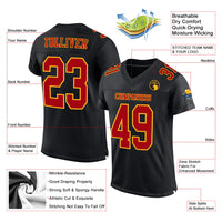 Custom Football Jersey, Black Red Gold Sportswear Jersey Shirt, Athletic Mesh Moisture Wicking Jersey, Casual Gift for Men