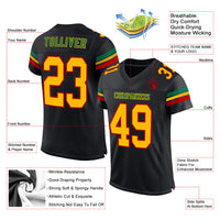 Custom Football Jersey, Black Gold Red Sportswear Jersey Shirt, Athletic Mesh Moisture Wicking Jersey, Casual Gift for Men, Style Black2512