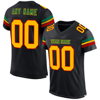 Custom Football Jersey, Black Gold Red Sportswear Jersey Shirt, Athletic Mesh Moisture Wicking Jersey, Casual Gift for Men, Style Black2512