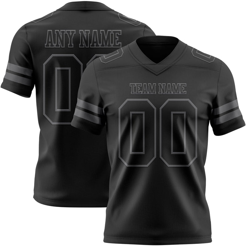 Custom Football Jersey, Black Gray Sportswear Jersey Shirt, Athletic Moisture Wicking Breathable Jersey, Casual Gift for Men
