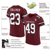 Custom Football Jersey, Burgundy White Black Sportswear Jersey Shirt, Athletic Mesh Moisture Wicking Jersey, Casual Gift for Men
