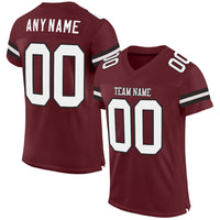 Custom Football Jersey, Burgundy White Black Sportswear Jersey Shirt, Athletic Mesh Moisture Wicking Jersey, Casual Gift for Men