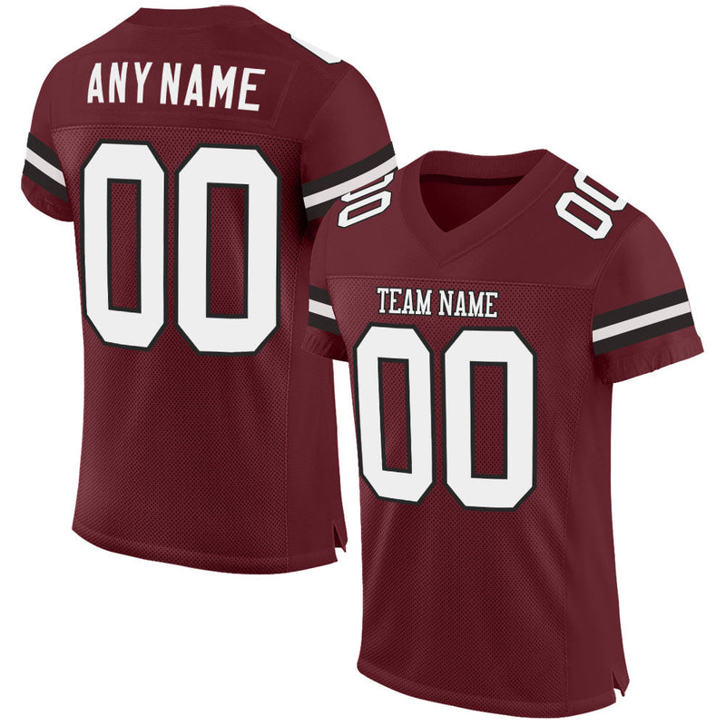 Custom Football Jersey, Burgundy White Black Sportswear Jersey Shirt, Athletic Mesh Moisture Wicking Jersey, Casual Gift for Men