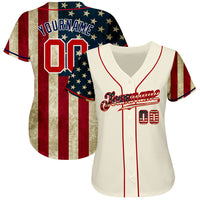 Custom Baseball Jersey, Cream Red Sportswear Jersey Shirt, Athletic Button Down Moisture Wicking Jersey, Casual Gift for Men, Style Cream0272