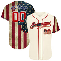 Custom Baseball Jersey, Cream Red Sportswear Jersey Shirt, Athletic Button Down Moisture Wicking Jersey, Casual Gift for Men, Style Cream0272
