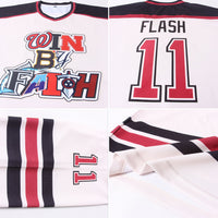 Custom Hockey Jersey, Cream Crimson Black Sportswear Jersey Shirt, Athletic Long Sleeve V Neck Jersey, Casual Gift for Men