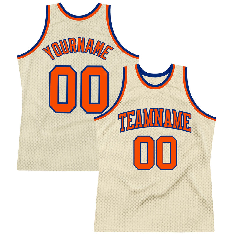 Custom Basketball Jersey, Cream Orange Royal Throwback Sportswear Jersey Shirt, Athletic Mesh Moisture Wicking Jersey, Casual Gift for Men