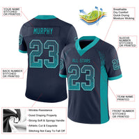 Custom Football Jersey, Navy Teal Gray Sportswear Jersey Shirt, Athletic Moisture Wicking Breathable Jersey, Casual Gift for Men