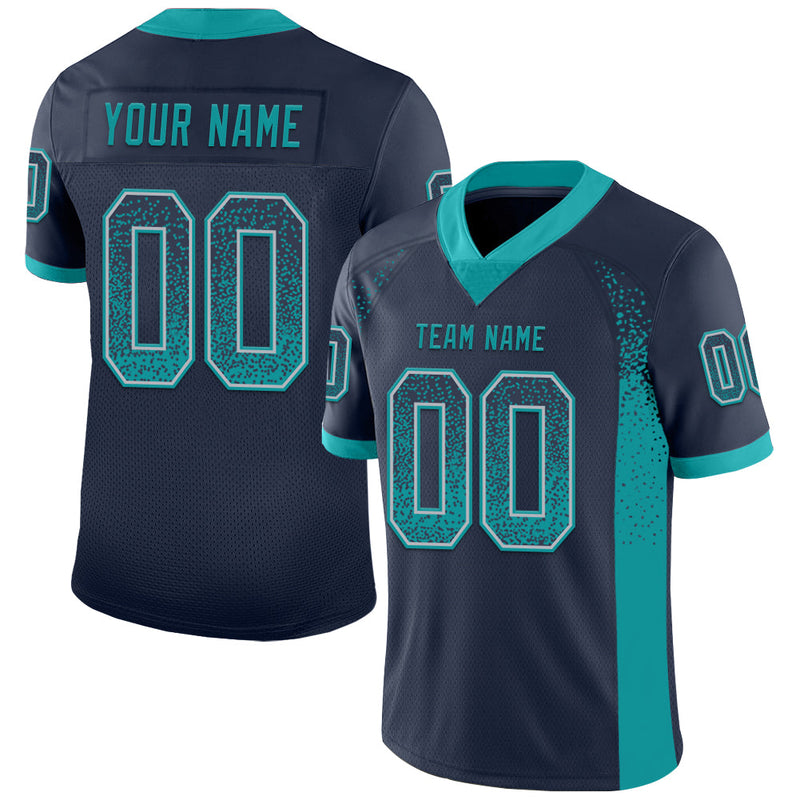 Custom Football Jersey, Navy Teal Gray Sportswear Jersey Shirt, Athletic Moisture Wicking Breathable Jersey, Casual Gift for Men