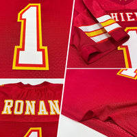 Custom Football Jersey, Scarlet White Gold Sportswear Jersey Shirt, Athletic Mesh Moisture Wicking Jersey, Casual Gift for Men