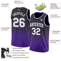 Custom Basketball Jersey, Black White Purple Fashion Sportswear Jersey Shirt, Athletic Mesh Moisture Wicking Jersey, Casual Gift for Men