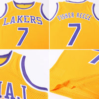 Custom Basketball Jersey, Gold Purple White Throwback Sportswear Jersey Shirt, Athletic Mesh Moisture Wicking Jersey, Casual Gift for Men
